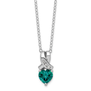 SS Created Alexandrite & Diamond Necklace