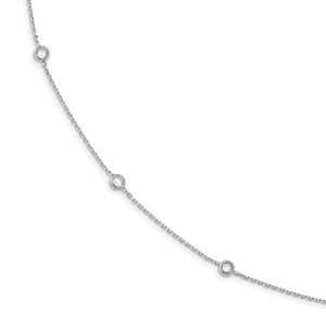 Sterling Silver Rhodium-plated 11-Station Cubic Zirconia Polished Necklace