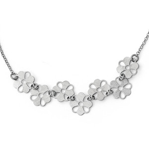 Leslie's Sterling Silver Brushed Flower Necklace