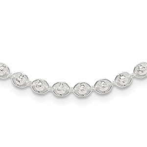 Sterling Silver Polished and Diamond Cut Beaded Necklace