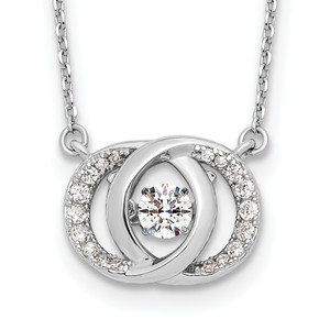 Sterling Silver Platinum-plate Cubic Zirconia with two 1in ext. Necklace