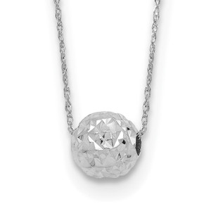 14k White Gold Bead 18in Necklace