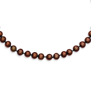 Sterling Silver Rhodium-plated Coffee Brown FWC Pearl Necklaces