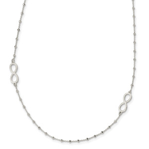 Sterling Silver Polished Beaded Infinity with 1 in ext. Necklace