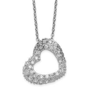 Cheryl M Sterling Silver Cubic Zirconia Heart Necklace