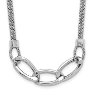 Leslie's Sterling Silver Rh-plat Polished Multi-Strand with 2in ext. Necklace