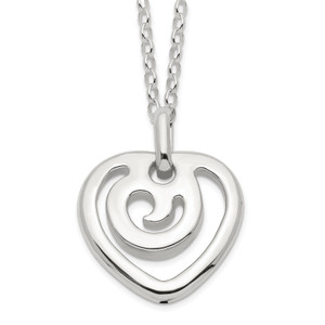 Sterling Silver Polished Heart Pendant Necklace