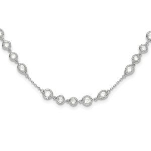 Sterling Silver Rhodium-plated Fancy Cubic Zirconia 18in Necklace