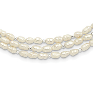 Sterling Silver FWC Pearl 3-Strand 18in with 2in ext Necklace