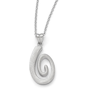 Leslie's Sterling Silver Polished & Scratch Finish Necklace with 1.5in ext