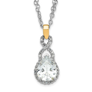 Sterling Silver Rhodium-plated Diamonore Gold-Tone Pear 2 Strand Necklace