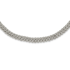 Sterling Silver Polished Fancy Circle Link 18.5in Necklace
