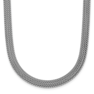 Leslie's Sterling Silver Rhodium-plated Polished Mesh Woven Necklace