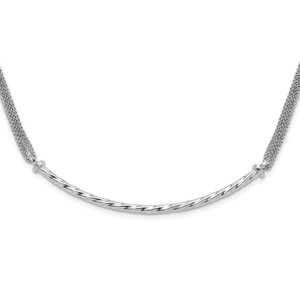 Sterling Silver Polished Multistrand Twisted Bar with  .5in ext Necklace