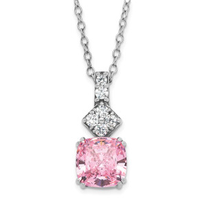 Sterling Silver Rhodium-plated Diamonore Pink and White Necklace