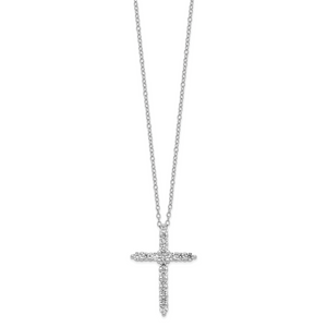 Sterling Silver Rhodium-plated Diamonore Cross Necklace