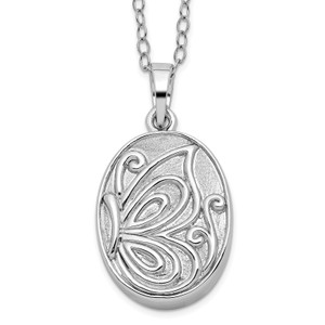 Sentimental Expressions Sterling Silver Rhodium-plated Butterfly Ash Holder 18 Inch Necklace