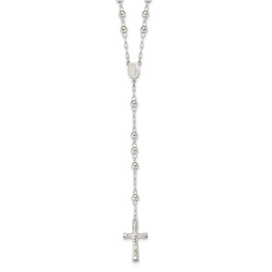 Sterling Silver Polished Rosary 26 inch Necklace