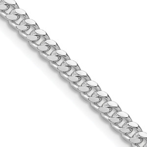 Sterling Silver Rhodium-plated 3.25mm Domed Curb Chain