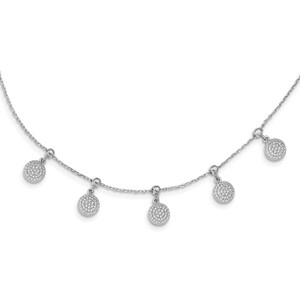 Sterling Silver Rhodium-plated Cubic Zirconia Circle Dangle Adjustable Necklace