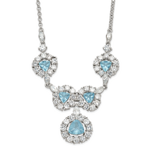Sterling Silver Blue & Clear Cubic Zirconia Fancy Necklace
