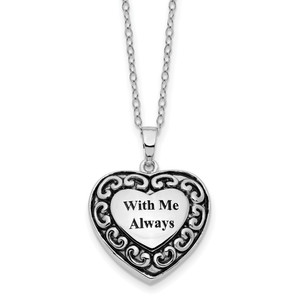 Sentimental Expressions Sterling Silver Rhodium-plated With Me Always Ash Holder 18 Inch Necklace