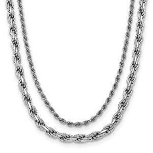 Leslie's Sterling Silver RH-plated Polished 2-Strand with 1.5in ext. Neckla