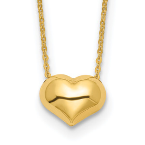 14k Polished Puffed Heart 16.5 inch Necklace