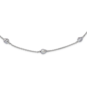 Sterling Silver Rhodium-plate 8-9mm Grey Baroque FWC Pearl 9 Station Neckla