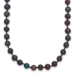 14k Black Near Round Freshwater Cultured Pearl Necklaces