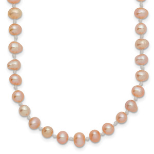 14k Pink Near Round Freshwater Cultured Pearl Necklaces