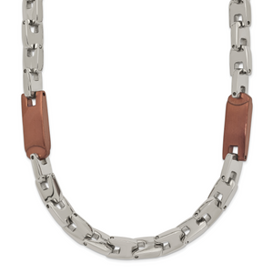 Chisel Stainless Steel Polished Brown IP-plated 24 inch Necklace