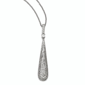 Cheryl M Sterling Silver Cubic Zirconia Dangle 18in Necklace