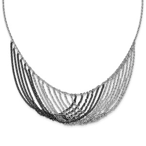Sterling Silver Rhodium/Ruthenium-plated MultiStrand with 2in ext. Necklace