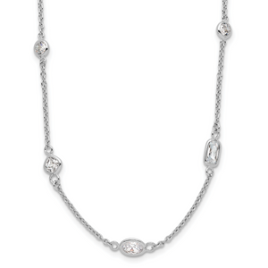 Cheryl M Sterling Silver Rhodium-plated Brilliant-cut Cubic Zirconia 26 Station 36.5 Inch Necklace