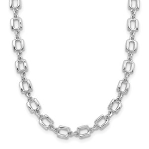 Leslie's Sterling Silver Rhodium-plated Square Link with 2in ext. Necklace