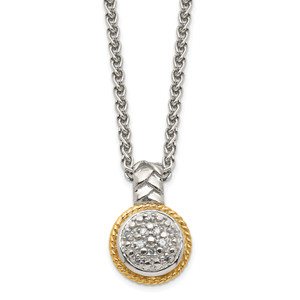 Shey Couture Sterling Silver Rhodium-plated with 14K Accent 18 Inch Polished Diamond Necklace