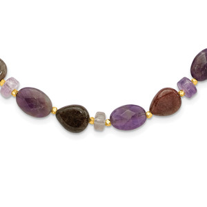 Sterling Silver Gold-plated Amethyst/Tourmaline 2in ext Necklace