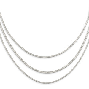 Sterling Silver Rhodium-plated Polished multi-strand with  2.75in ext. Necklac