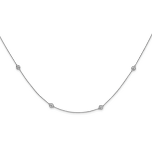 Sterling Silver Rhodium-plated Cubic Zirconia Circle 14-Station Necklace