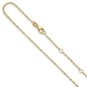 Leslie's 10k 1.25mm Singapore 1in+1in Adjustable Chain