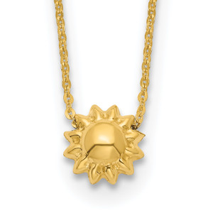 14k Polished Puffed Sun 16.5in Necklace