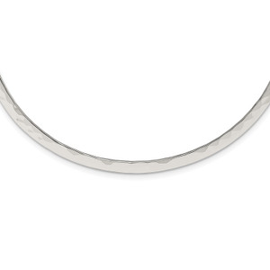 Sterling Silver Polished Hammered 6mm Neck Collar