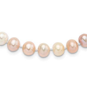 Sterling Silver Rhodium-plated 8-9mm Multi-color FWC Pearl Necklace