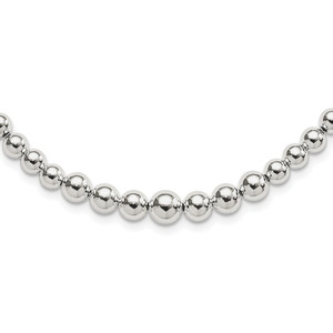 Sterling Silver Graduated Beads Adjustable Necklace