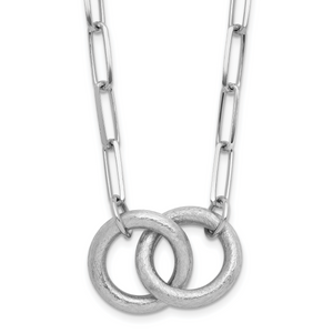 Leslie's Sterling Silver Rhodium-plated Fancy Link with 1.75in ext. Necklace