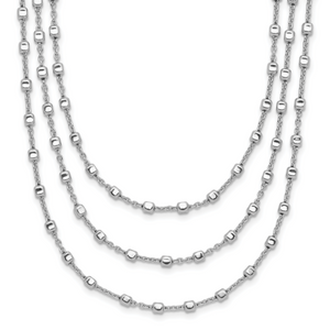 Leslie's Sterling Silver Rh-plated 3 Strand Beaded 16in with 2in ext. Necklace