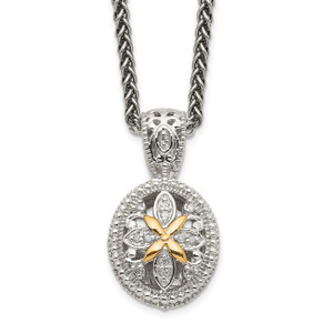 Shey Couture Sterling Silver Antiqued with 14K Accent 18 Inch Diamond Necklace
