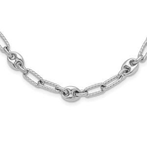 Sterling Silver Rhodium-plated 16 with 1in ext Fancy Link Necklace