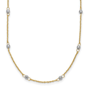 14K Two-tone Ropa Mirror Bead with 2in Ext Necklace